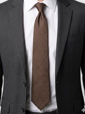 Vintage Alberto Zerra Brown Silk Medallion Necktie Made USA